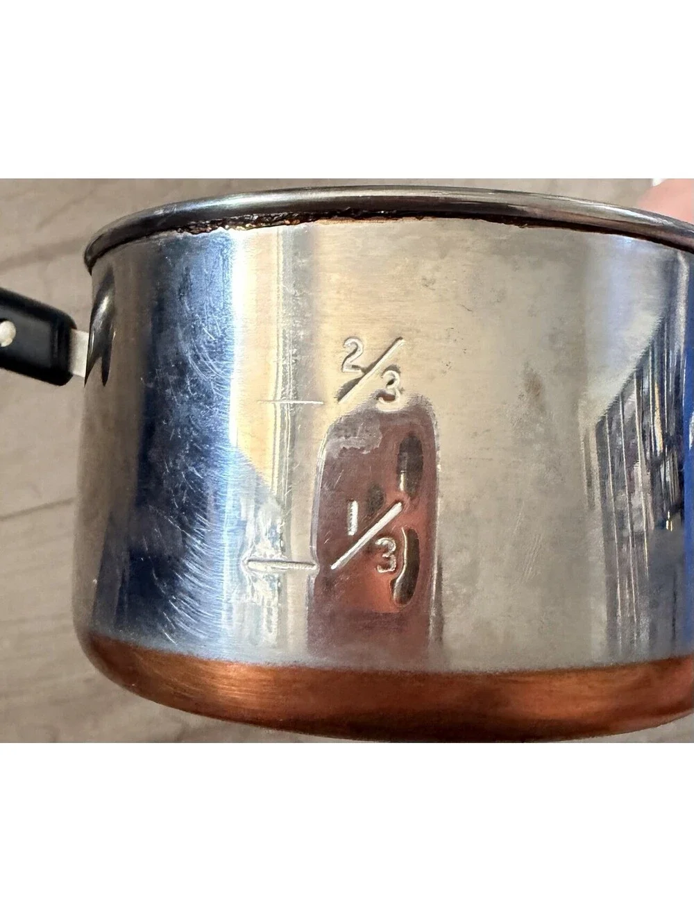 Vtg Revere Ware Stainless 1 Cup Measuring Cup Mini Sauce Pan Butter Warmer & Lid